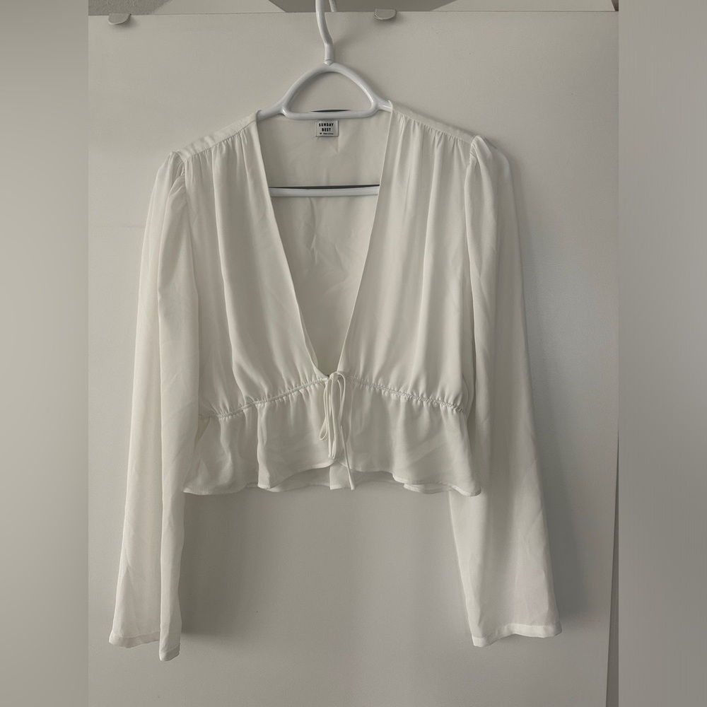 Aritzia Sunday Best White Crop Top